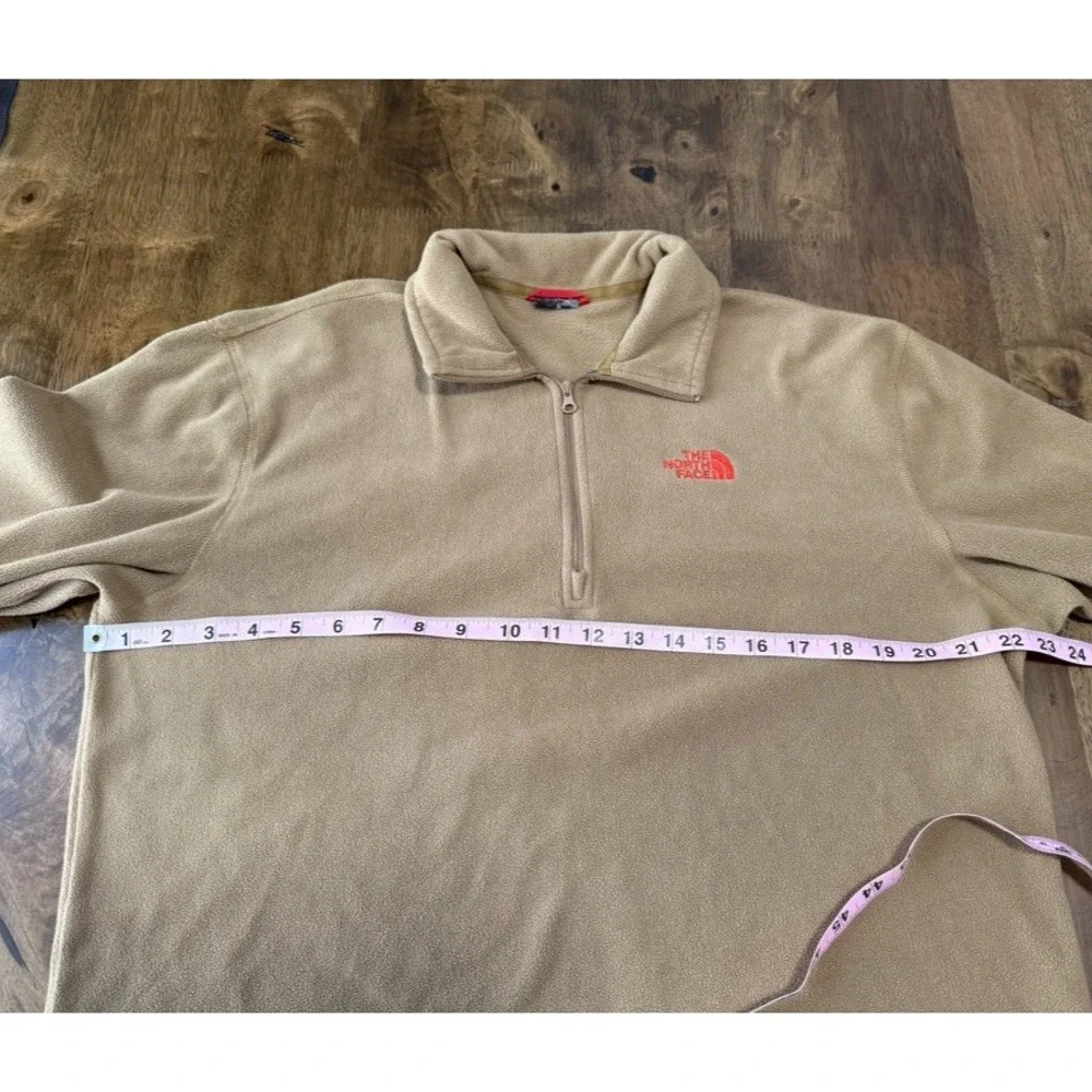 EUC The North Face Men's Fleece Quarter Zip Pullover Jacket Brown‎ tan Size M